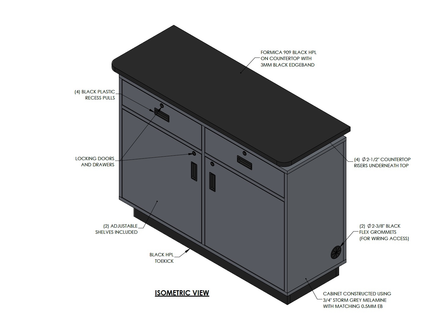 Large POS Station technical drawing
